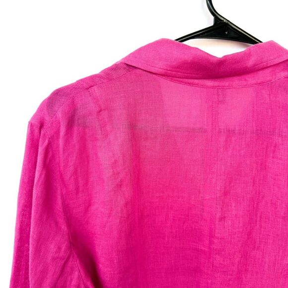 NWT Ellen Tracy 100% Linen Magenta Pink Long Sleeve Top Size 12 - Picture 7 of 8